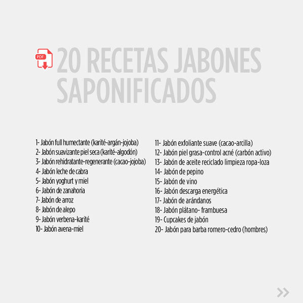 RECETARIO 20 Recetas de Jabón Saponificado