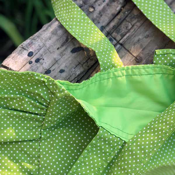 Ecobag  volantes y puntitos pistacho