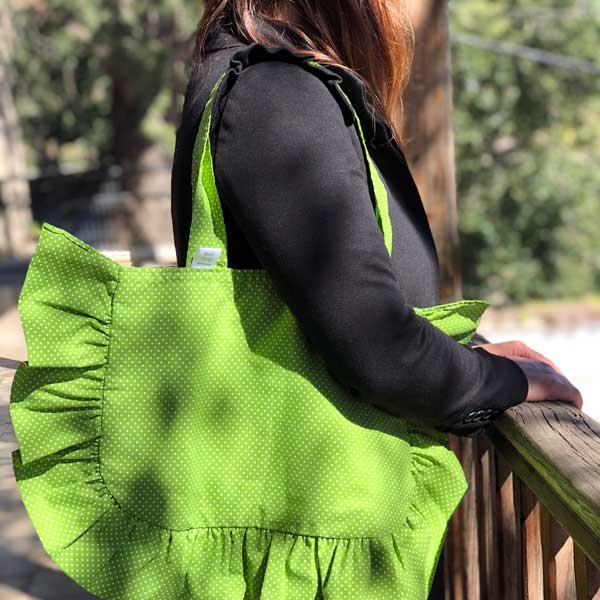 Ecobag  volantes y puntitos pistacho