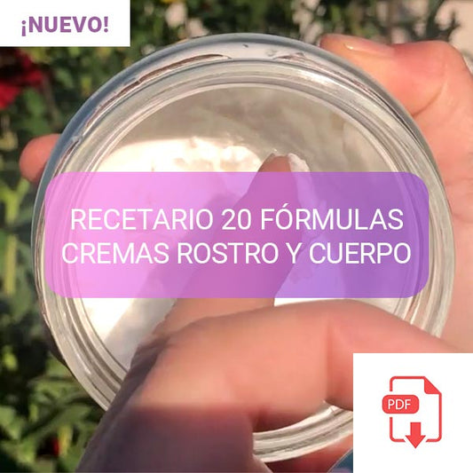 RECETARIO 20 FÓRMULAS CREMAS LÍQUIDAS BÁSICAS (10 ROSTRO 10 CUERPO)