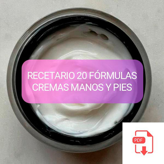 RECETARIO 20 RECETAS CREMAS LÍQUIDAS 10  PARA MANOS  10 PARA PIES