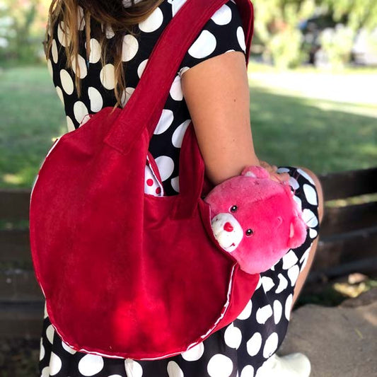 ECOBAG  Corazon rojo fondo blanco con puntos rojos