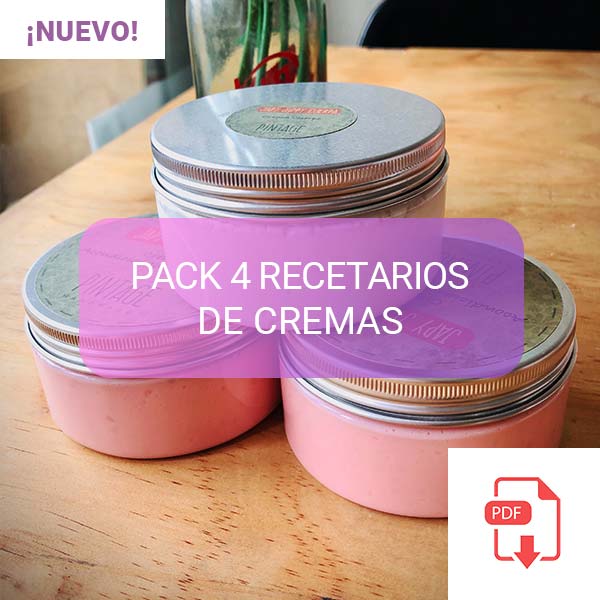 PACK 4 RECETARIOS (CREMAS DE ROSTRO, CONTORNO DE OJOS, CUERPO, MANOS Y PIES)