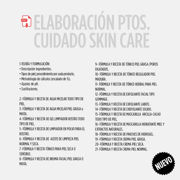 CURSO Elaboración Productos Skin Care o Cuidado Facial