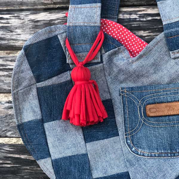 TOTE CORAZON CUADRITOS (UPCYCLING)