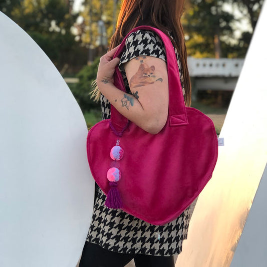 TOTE CORAZON FUCSIA